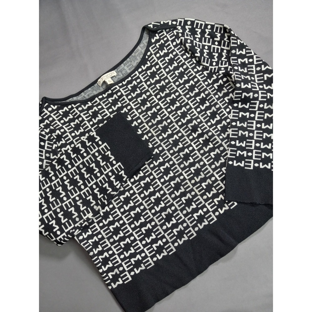 Eva Mendes Collection NY&Co Black & White Monogram EM Logo Knit Crop Top - Sz XL